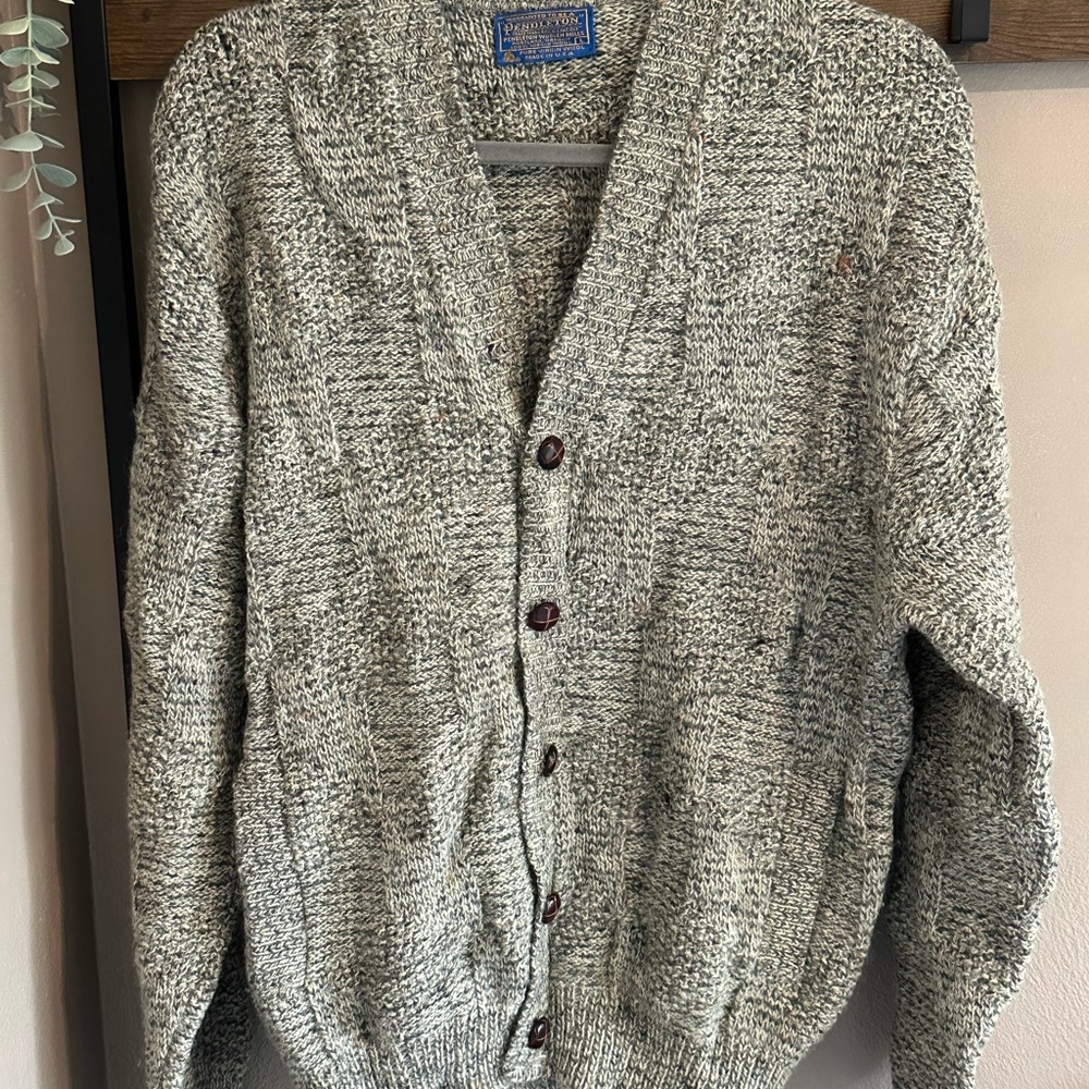 Pendleton Vintage “Old Man” Gray Wool Cardigan Sweater